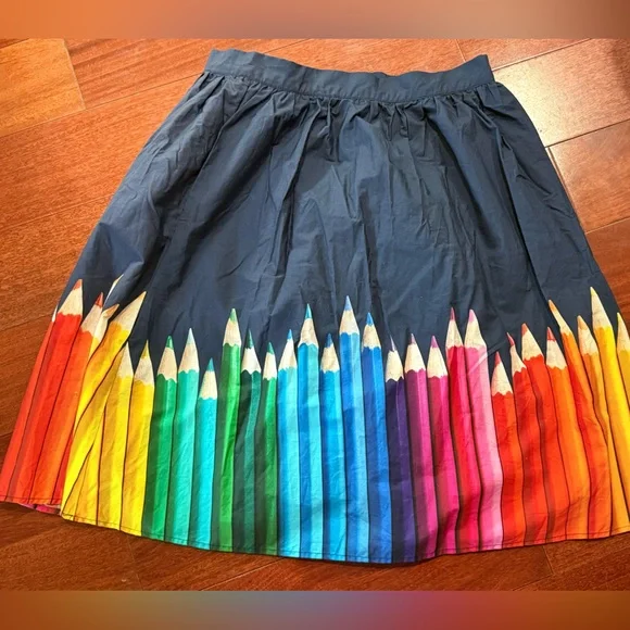 Navy Skirt with Rainbow Pencil Print from ModCloth - Picture 3 of 5